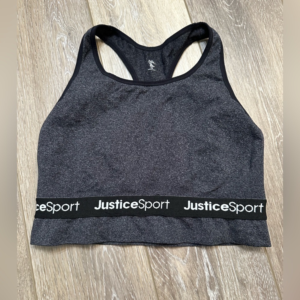 🛍️ Justice sport so soft gray sports bra with excellent.